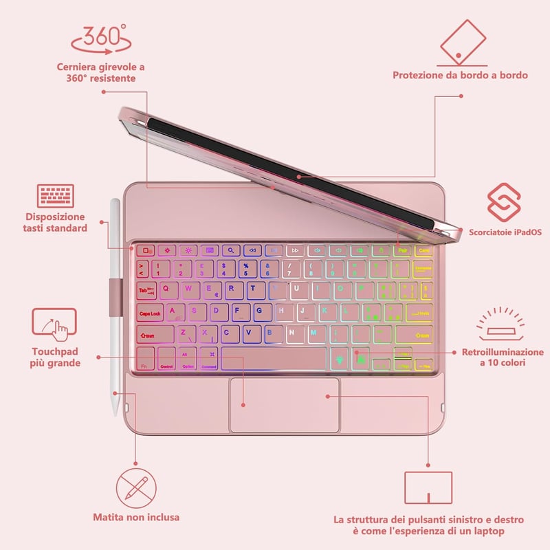 TQQ Tok Billentyűzettel - Tablet és Laptop Védőtok Billentyűzet Funkcióval