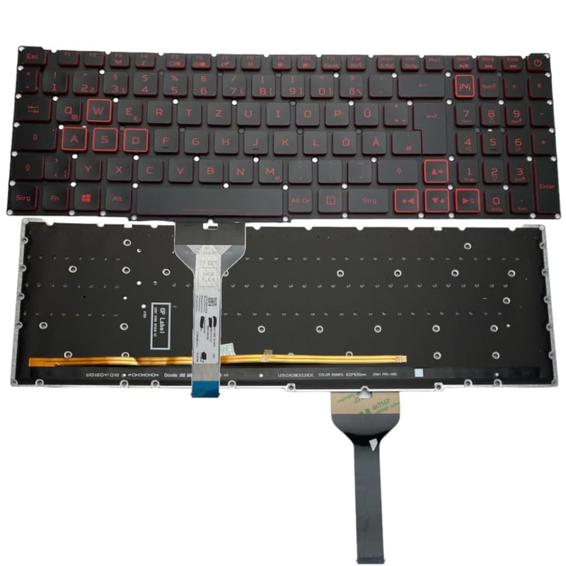 Tastatură Laptop Trade-Shop Layout Unguresc QWERTZ cu Iluminare Roșie - Compatibilă Acer Nitro 5 AN515-57 AN517-41 AN517-45 AN517-51