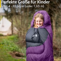 Detský múmiový spací vak Trail Outdoor Leisure na 3-sezónne kempovanie, 300 gsm, pre chlapcov a dievčatá, ľahký, na batoh, fialový 2