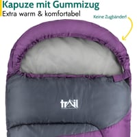 Detský múmiový spací vak Trail Outdoor Leisure na 3-sezónne kempovanie, 300 gsm, pre chlapcov a dievčatá, ľahký, na batoh, fialový 4