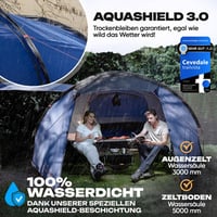 Trailvista Tunnelsátor 4 Személyes Vízálló Kék Kemping Sátor Előtérrel, Gyors Felállítás, UV Védelem, Szúnyogháló - Blue - 4 people 4