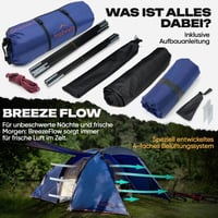 Trailvista Tunnelsátor 4 Személyes Vízálló Kék Kemping Sátor Előtérrel, Gyors Felállítás, UV Védelem, Szúnyogháló - Blue - 4 people 5