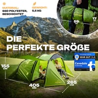 trailvista Tunnelsátor 4 Személyes Vízálló Kemping Sátor Előtérrel - Könnyű Gyors Felállítású Családi Túrasátor UV Védelem 7