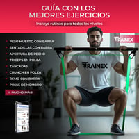 TRAINEX Edzőrúd Szett 4 Ellenállási Szinttel - Ajtórögzítővel és Latex Gumiszalagokkal Erőnléti Edzéshez, Fitness Gyakorlatokhoz, Otthoni To 7