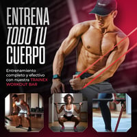 TRAINEX Edzőrúd Szett 4 Ellenállási Szinttel - Ajtórögzítővel és Latex Gumiszalagokkal Erőnléti Edzéshez, Fitness Gyakorlatokhoz, Otthoni To 2