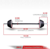TrainHard 20 kg súlyzó szett rugós zárakkal, 140 cm hosszú barbell rúd edzéshez 3