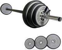 TrainHard 20 kg súlyzó szett rugós zárakkal, 140 cm hosszú barbell rúd edzéshez 1