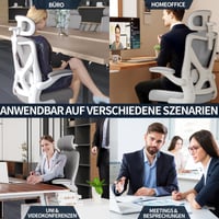TRALT Ergonomická kancelárska stolička s nastaviteľnou bedrovou opierkou a opierkou hlavy – Herná stolička v tvare X, počítačová otočná stolička, nosnosť 150 kg, sivá 9