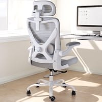 TRALT Ergonomická kancelárska stolička s nastaviteľnou bedrovou opierkou a opierkou hlavy – Herná stolička v tvare X, počítačová otočná stolička, nosnosť 150 kg, sivá 1