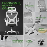 TRALT Ergonomická kancelárska stolička s nastaviteľnou bedrovou opierkou a opierkou hlavy – Herná stolička v tvare X, počítačová otočná stolička, nosnosť 150 kg, sivá 7