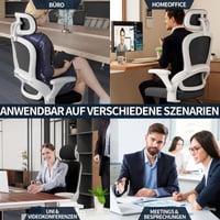 Ergonomická kancelárska stolička TRALT s nastaviteľnou opierkou hlavy a podrúčkami, bielo-čierna sieťovinová — Kolieska sú trochu opotrebované (stav: pozri 2. obrázok) 11