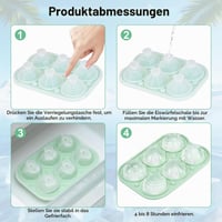 TranRantic silikonski kalup za led s poklopcem, kugle od 5 cm, 2 komada, 6 pretinaca, višekratni i bez BPA, za koktele i viski 4
