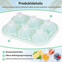 TranRantic silikonski kalup za led s poklopcem, kugle od 5 cm, 2 komada, 6 pretinaca, višekratni i bez BPA, za koktele i viski 2