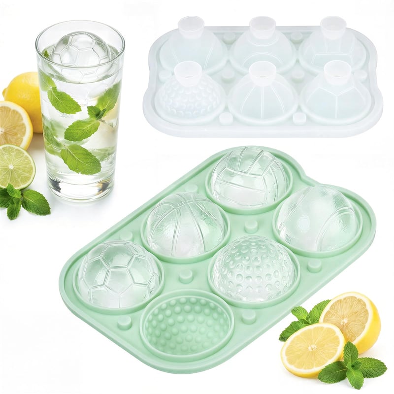 TranRantic silikonski kalup za led s poklopcem, kugle od 5 cm, 2 komada, 6 pretinaca, višekratni i bez BPA, za koktele i viski