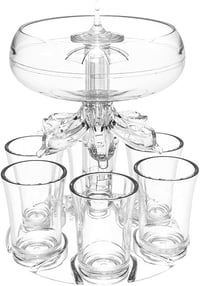 Transplant LED Italadagoló Szett 6 Pohárral - Mágneses Pörgettyűvel, 18 Fényeffekttel - Vodka, Whisky, Tequila Adagoló Parti Kellék 4cl Poha 9