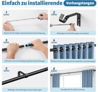 TRAROD Fekete Függönyrúd 76-228 cm Állítható Függönykarnis 16 mm Átmérő Tartóval 7