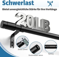 TRAROD Fekete Függönyrúd 76-228 cm Állítható Függönykarnis 16 mm Átmérő Tartóval 3