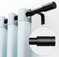 TRAROD Fekete Függönyrúd 76-228 cm Állítható Függönykarnis 16 mm Átmérő Tartóval 2