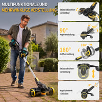 Akumulátorový vyžínač trávnika Traumheim 21V pre batérie Makita, 5 v 1, 2x4,0 Ah, 900W bezkefový motor, s kefou na odstraňovanie buriny, čierny 6