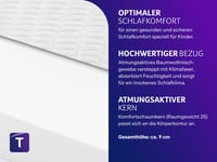 Detský matrac Traumnacht BT Kiddy Pure, 60x120 cm, biely, snímateľný a prateľný poťah, certifikát Öko-Tex 100, nemecká kvalita 3