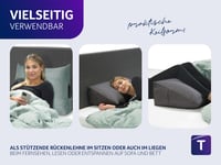 Vankúš na čítanie s opierkou chrbta Traumnacht Cozy 70x40 cm tyrkysový, so snímateľným prateľným zamatovým poťahom, bočným vreckom a certifikátom Oeko-Tex 5