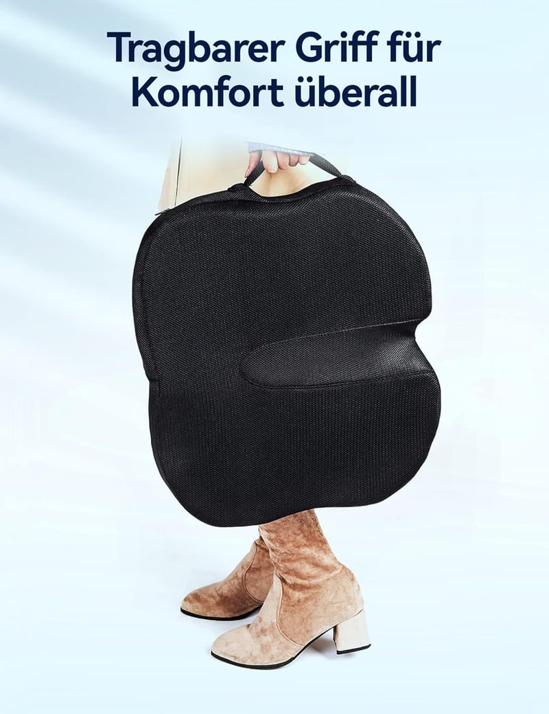 Travel Ease Ergonomikus Ülőpárna - Prémium Gél Memóriahabos Ülőlap Csúszásgátló Alappal, Hosszú Üléshez, Irodai Székhez, Autóüléshez, Gamer 