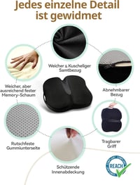 Travel Ease Memóriahabos Ülőpárna Coccyx Ortopédikus Fekete 4