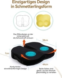 Travel Ease Memóriahabos Ülőpárna Coccyx Ortopédikus Fekete 3