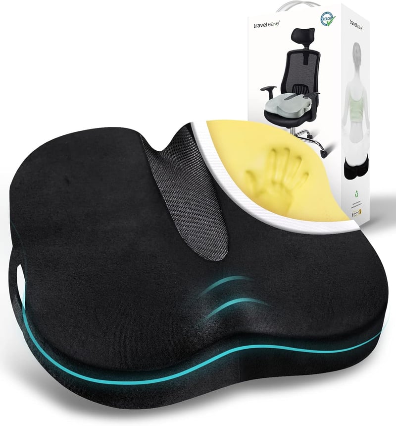 Travel Ease Memóriahabos Ülőpárna Coccyx Ortopédikus Fekete