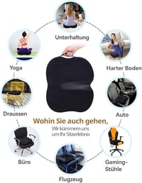 Travel Ease Memóriahabos Ülőpárna Coccyx Ortopédikus Fekete 5
