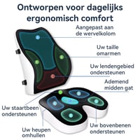 Sada pamäťových vankúšov Travel Ease na sedenie a podopretie krížov, ergonomická, vhodná na kancelársku stoličku, autosedačku a na cestovanie, čierna 4