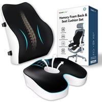 Sada pamäťových vankúšov Travel Ease na sedenie a podopretie krížov, ergonomická, vhodná na kancelársku stoličku, autosedačku a na cestovanie, čierna 1