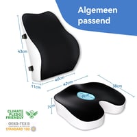 Sada pamäťových vankúšov Travel Ease na sedenie a podopretie krížov, ergonomická, vhodná na kancelársku stoličku, autosedačku a na cestovanie, čierna 9