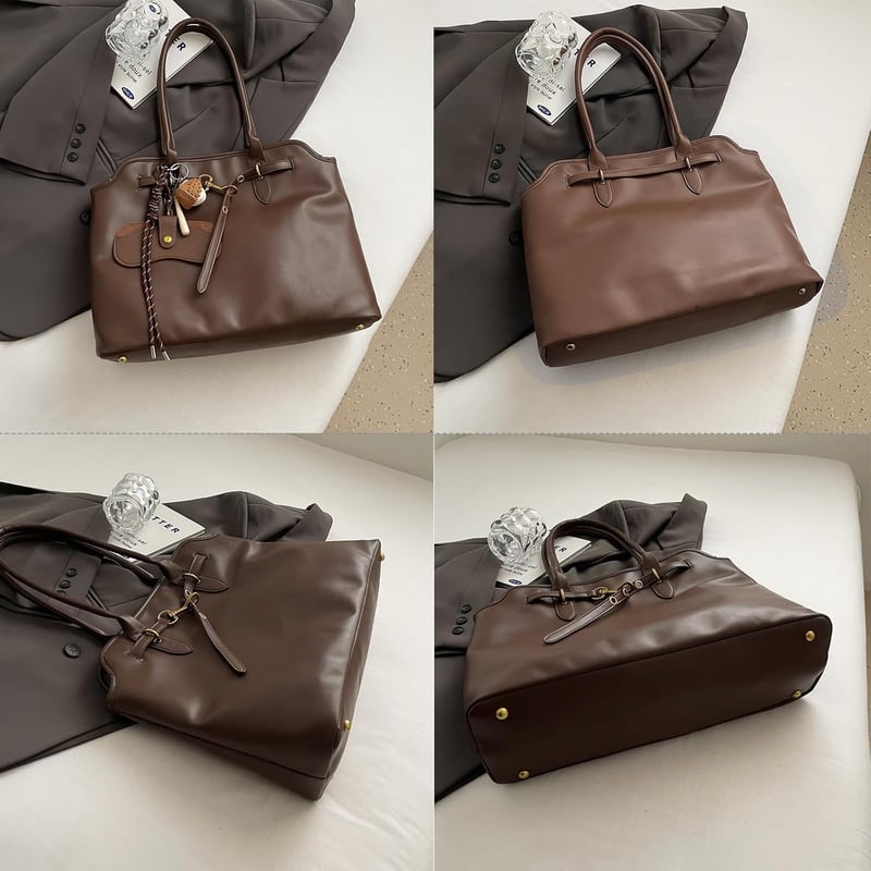 Travistar női bőr táska kávé színű shopper bag vállpántos elegáns retro