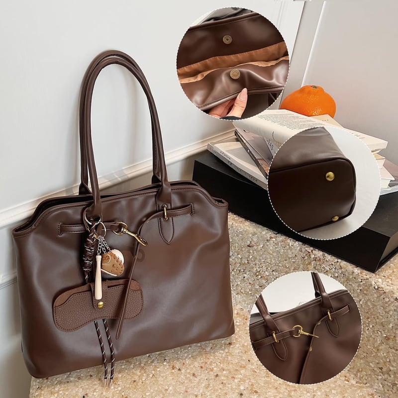 Travistar női bőr táska kávé színű shopper bag vállpántos elegáns retro