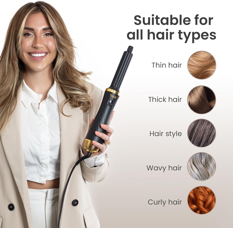 TravX Airstyler 6 az 1-ben Multistyler Hajszárító Göndörítő Kefe Diffúzorral