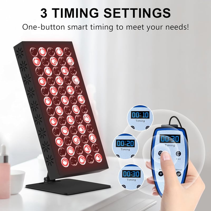 Trayvespace Infravörös Fénypanel - 660NM & 850nm Vörös Fényterápiás Lámpa 60 LED-del, Időzítővel, Fájdalomcsillapításra és Izomrelaxációra