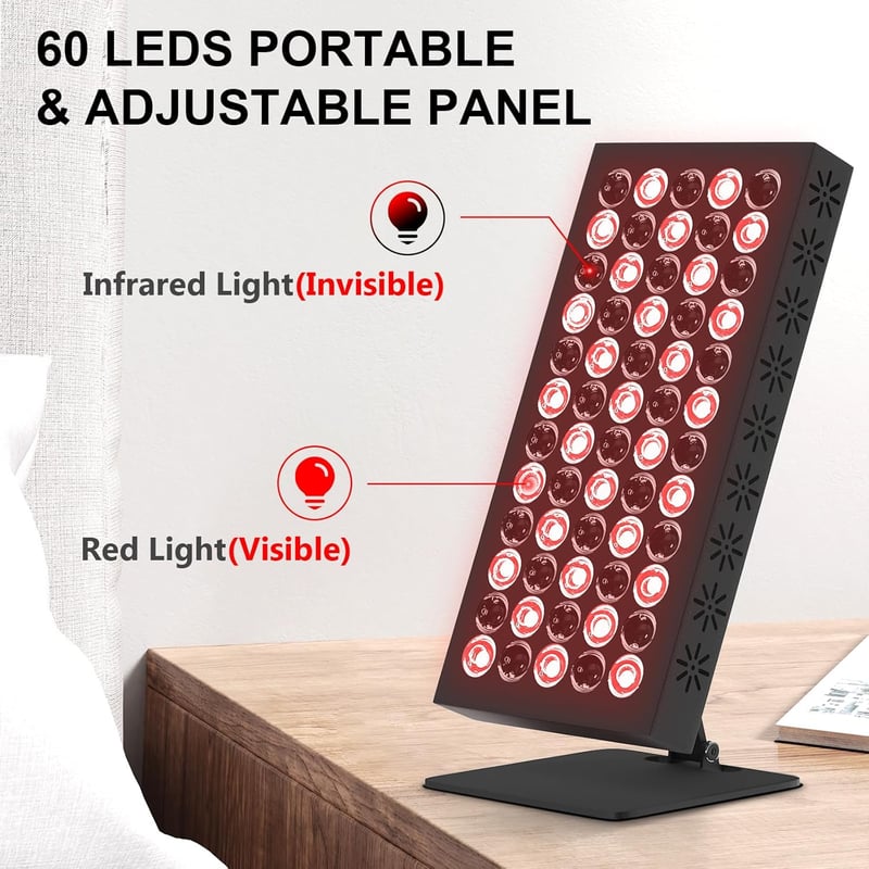 Trayvespace Infravörös Fénypanel - 660NM & 850nm Vörös Fényterápiás Lámpa 60 LED-del, Időzítővel, Fájdalomcsillapításra és Izomrelaxációra