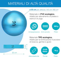 Tre Puri 65 cm Yoga és Pilates Labda Kék - Fitness Eszköz Otthoni Edzéshez 3