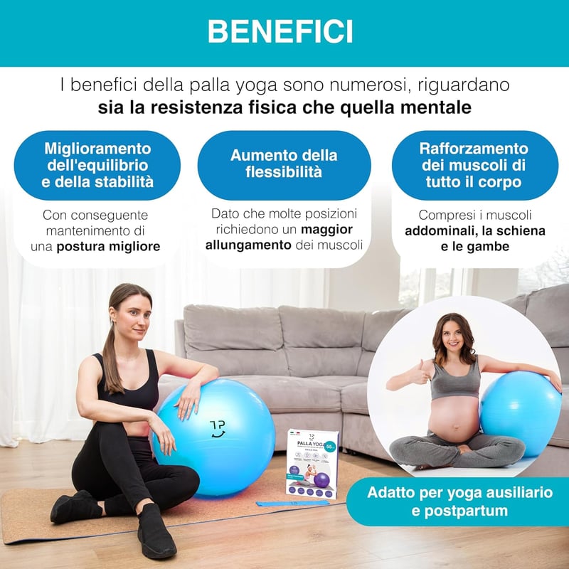 Tre Puri 65 cm Yoga és Pilates Labda Kék - Fitness Eszköz Otthoni Edzéshez