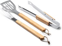TRECOLA 3 részes rozsdamentes grillezés szett fa nyéllel - spatula, fogó, szeletelő 3