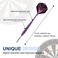 Trecynd Profi Acél Dartok 24g Lila Alumínium Szárral Készlet 6