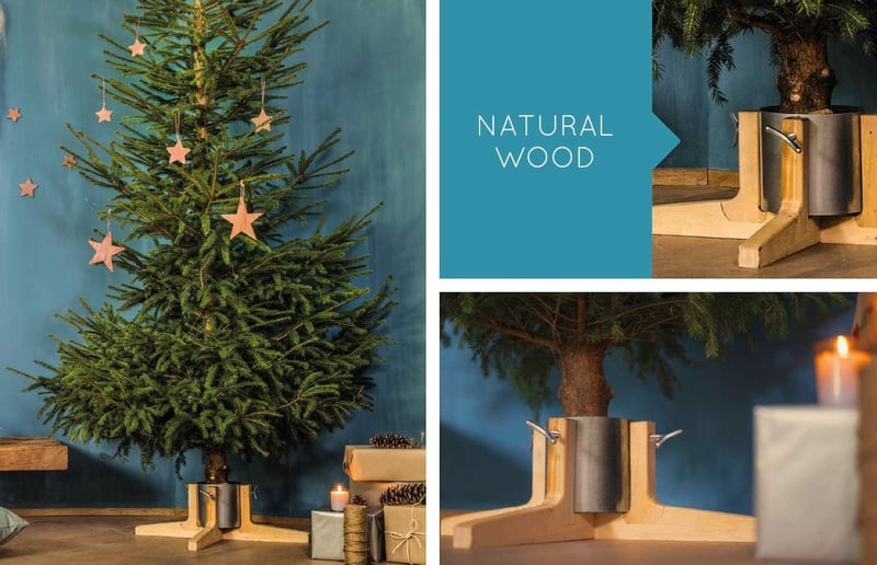 Tree Nest Karácsonyfaállvány Fa-Fém Rustic Design 3m-ig 1.4L Vízzel