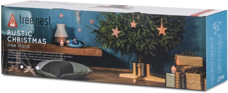 Tree Nest Karácsonyfaállvány Fa-Fém Rustic Design 3m-ig 1.4L Vízzel