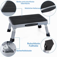 TreeLen stupienok, čierny, výška 17,8 – 22 cm, nosnosť 150 kg, protišmykový jednostupňový schodík 2
