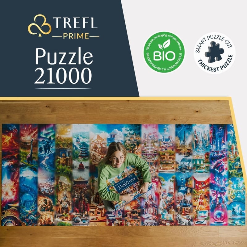 Trefl Prime Föld Krónikái óriás puzzle - 21000 darabos kirakós a teremtéstől a jövőig, vastag karton, 12 éves kortól