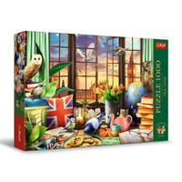 Puzzle Trefl Tea Time: All Things British 1000 dielikov – Nostalgická scéna z britskej čajovne pre dospelých a tínedžerov – Vintage popoludnie 1