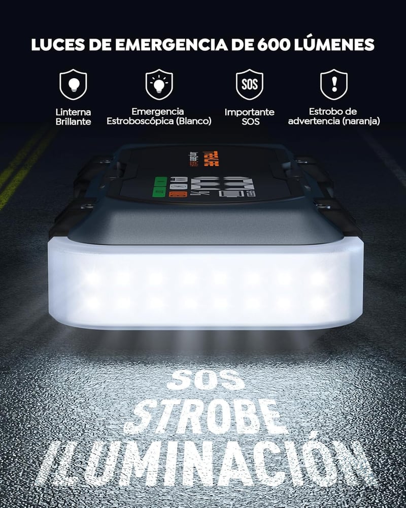 TREKURE Autós Akkumulátor Indító – 27000mAh, 6000A, 12V Benzin/Dízel (max. 12L), 65W Gyors Töltés, LED Lámpa