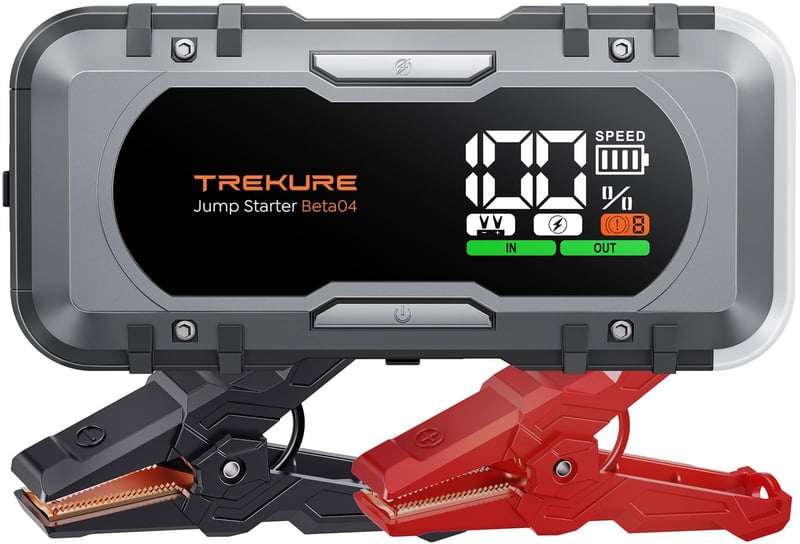 TREKURE Starter za auto akumulator – 27000mAh, 6000A, 12V benzin/dizel (maks. 12L), 65W brzo punjenje, LED svjetiljka