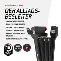 Skladací zámok na bicykel Trelock Fold-it Daily 130 cm – s držiakom X-Press a priehradkou na sledovací čip – pre všetky rámy 8